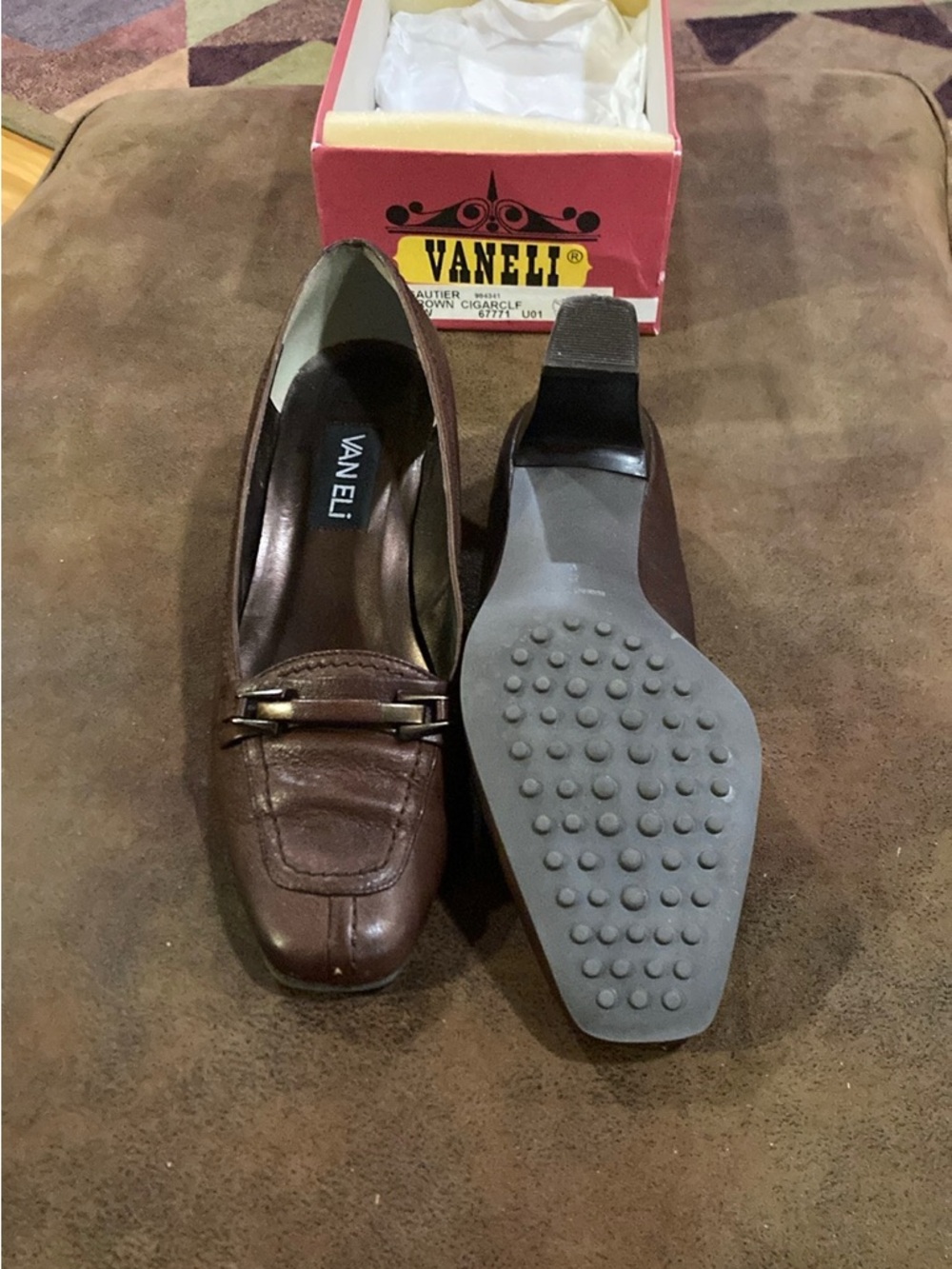 Vaneli Brown Leather Bit Loafers